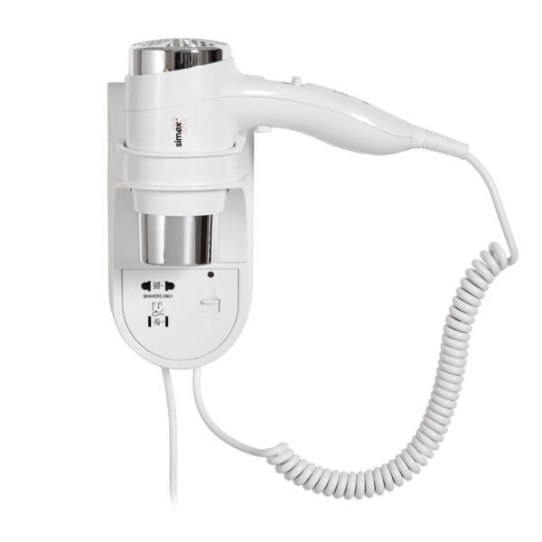 Sèche-cheveux Mural Série Basic – 1.600 W avec Prise pour Rasoirs – Simex