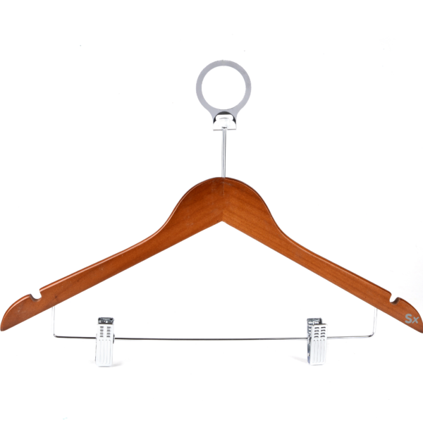 Cintres en Bois de Noyer avec Anneau et Pinces –  Simex